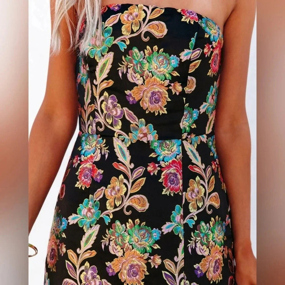 Vici Olia Ganni Jacquard Strapless Midi Dress Black NWT Wedding Party Guest - Picture 5 of 11